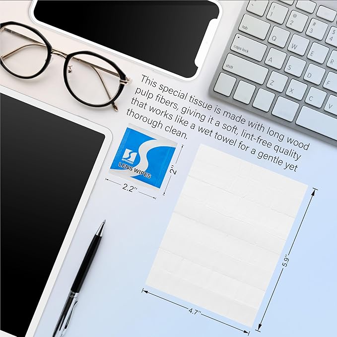 Lens Wipes for Eyeglasses, Pre-moistened Individually Wrapped Glasses Cleaner Wipes, Lens Cleaner Wipes for Sunglasses, Camera Lens, Goggles and Other Optical Lenses. (360 Count)
