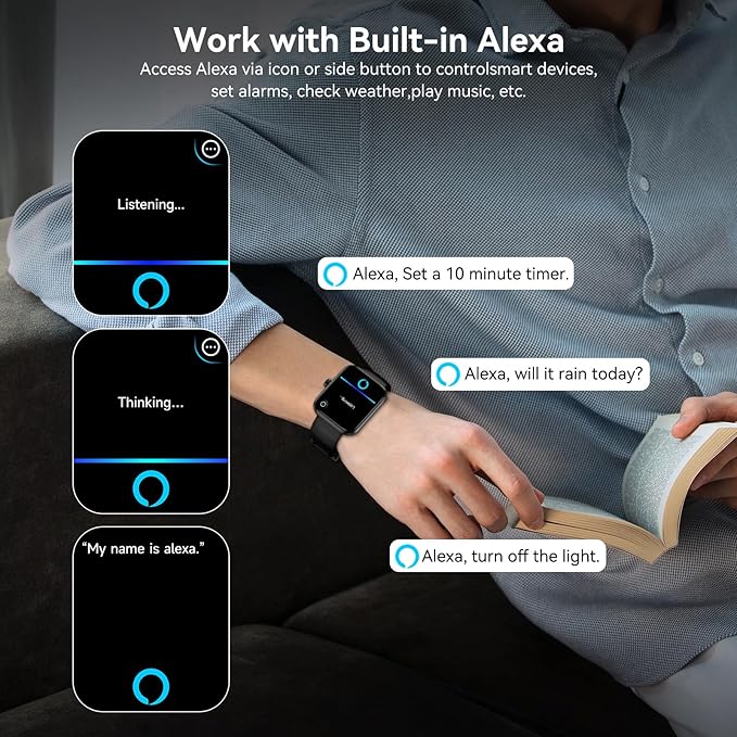 Smart Watch, Alexa Built-in Voice Assistant, 1.83" HD Touchscreen (Answer/Make Call), IP68 Waterproof, 120+ Sport Modes for Fitness Tracker, 24/7 Heart Rate & Sleep Monitor for iPhone Android iOS