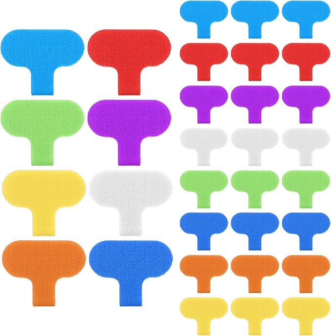 40 PCS Electronic Cable Identification Tags Multi-Color Fastening Cable Ties Write On Cord Labels Reusable Self-Adhesive Wrap-It Cables Label for Organizing Wires and Cables Management Identification