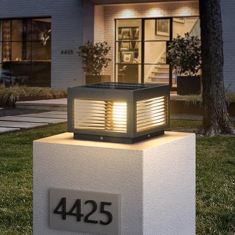 MVBT Solar Post Lights Outdoor Waterproof, 9.8" Solar Column Lights with RC