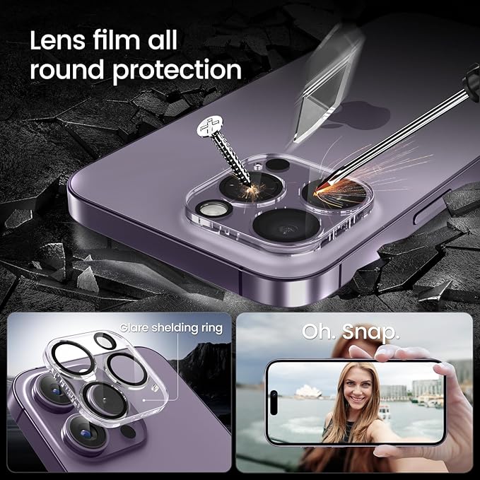 MOHAVE 2+2 Pack for iPhone 14 Pro Max Privacy Screen Protector 6.7" with Camera Lens Protector [Auto Alignment/Dust Removal] Anti Spy Tempered Glass [Military Grade Shatterproof] Case Friendly