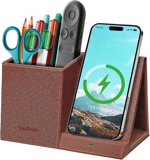 Pen Pencil Holder With Wireless Charger, Multifunctional Desk Organizer