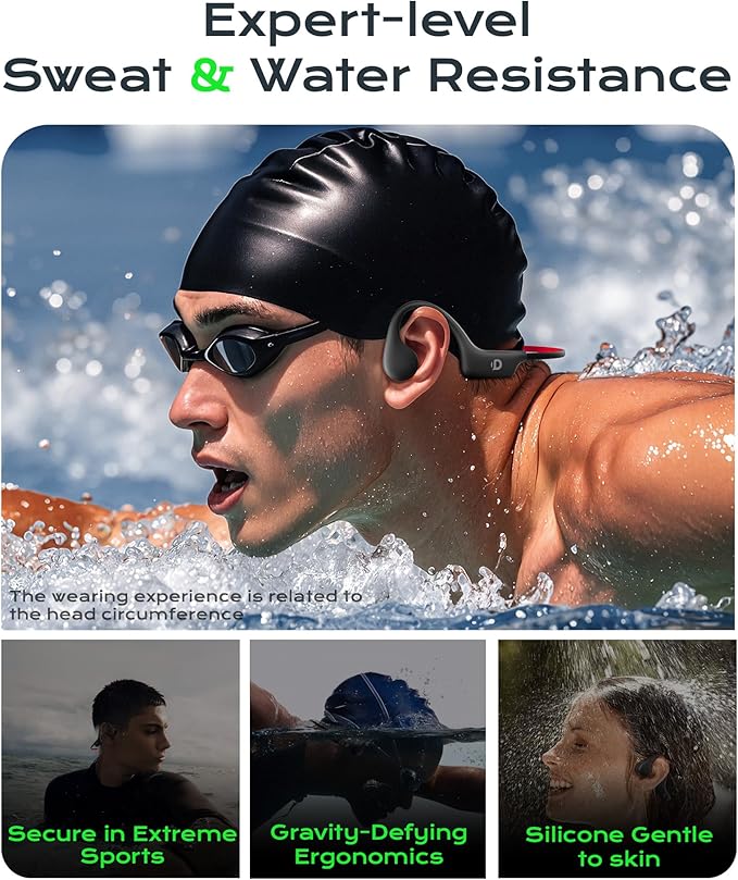 Open Ear Sport Headphones, Wireless Bone Conduction Earphones, Built-in 32GB MP3,with Mic, IP68, Sweat & Water Resistant, Up to 8 Hours Battery, Bluetooth 5.3,for Running,Workouts