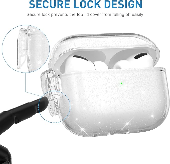 Valkit Compatible Airpods Pro 2 Case Clear with Lock, Shockproof AirPods Pro 2nd/1st Generation Case Soft Transparent Protective Cover with Lanyard iPods Pro 2 Skin for Airpods Pro 2nd/1st Gen