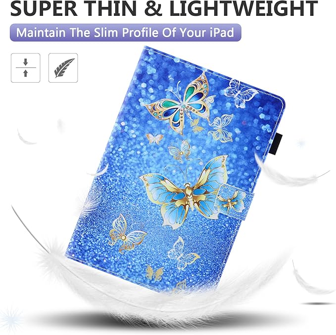 Dteck for Fire Max 11 Tablet PU Leather Protective Folio Fold Stand Case with Auto Sleep Wake, Adjustable Viewing Angles, 4 Card Slots, Slim Cute Case, Blue Butterfly
