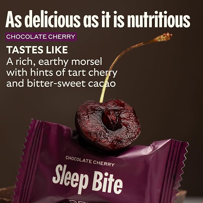 GEM Sleep Aid, Nighttime Bite, 7 Pack, Melatonin Free, L-Theanine, Magnesium, Valerian Root Extract | Vegan and Gluten Free | Earthy Chocolate Cherry, Trial Size