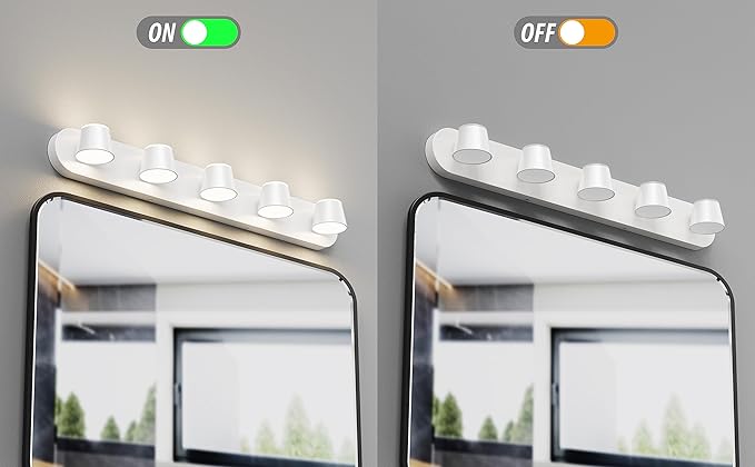 URSOLA 5 Light Bathroom Vanity Light LED White Wall Light Fixtures Up and Down Rotatable Dimmable 34 inch Bathroom Lighting