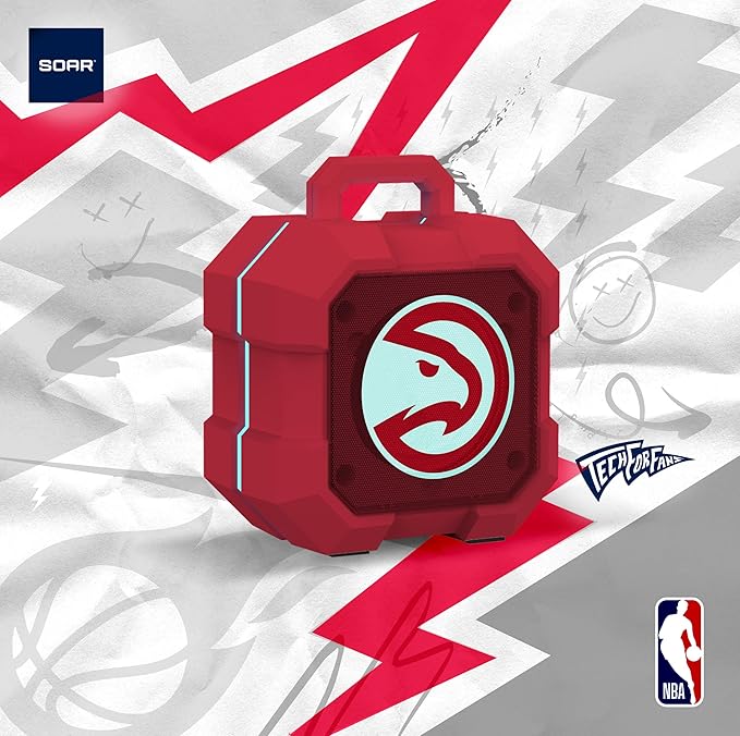 SOAR NBA Shockbox LED Wireless Bluetooth Speaker - Water Resistant IPX4, 5.0 Bluetooth with Over 5 Hours of Play Time - Small Portable Speaker - Officially Licensed NBA, Perfect Home & Outdoor Speaker