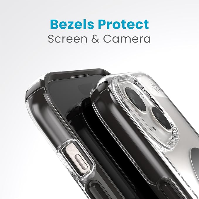 Speck Clear iPhone 17e, 15 Case - ClickLock No-Slip Interlock, Built for MagSafe, Drop Protection - for iPhone 15, 14 & 13 - Anti-Yellowing 6.1 Inch Phone Case - Presidio Clear/Frosted Black