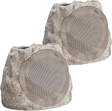 Outdoor Speakers With Lights Show Bluetooth Speakers Waterproof Patio TWS Connection Outdoor Bluetooth Speakers Wireless Solar Powered and Rechargeable Rock Speakers for Patio Pool 2Packs(Stone) - Image 1
