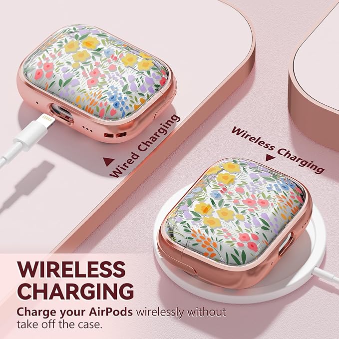 Inesore for AirPods Pro 3 Case 2025 with Lock, Floral Cute AirPod Pro 3 Generation Case for Women Girly with Cleaner Kit and Keychain-Seven Color Flower