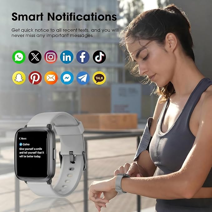 Fitness Tracker, Fitness Watch with Blood Oxygen, Heart Rate Monitor, Steps Calories Counter, Sleep Monitor, Pedometer IP68 Waterproof, Smart Watch for Android iPhones