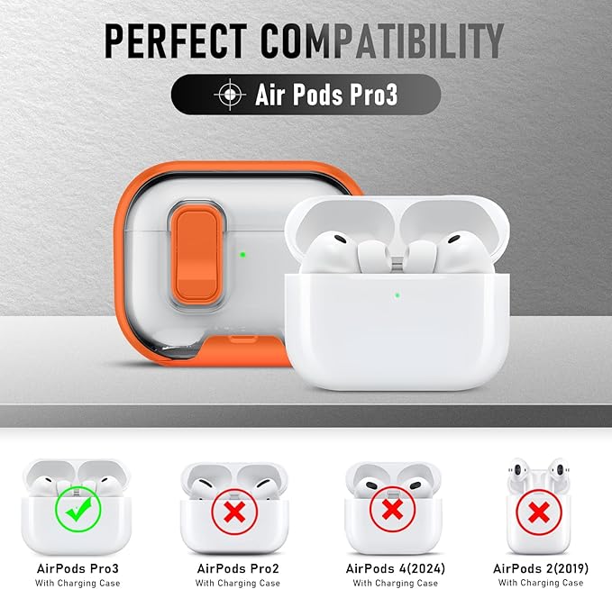 for AirPods Pro 3 Case (2025) with Phone Stand & Cleaner Kit, Cute Soft Silicone Cover for AirPods Pro 3rd Genera case with Keychain for Women Men with Keychain for Airpod Pro case(2025) Orange
