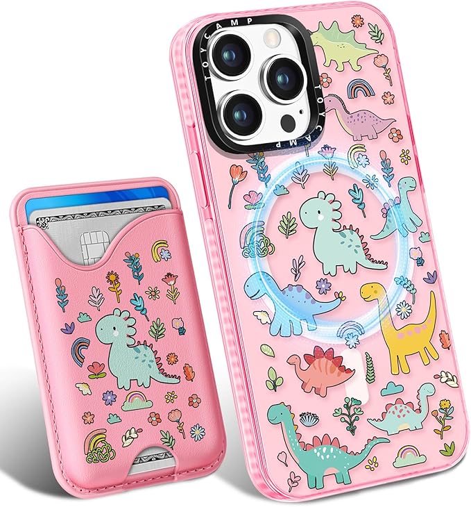 Toycamp for iPhone 15 Pro Max Case - Compatible with Magsafe Credit Card Holder Wallet Magnetic Cute Women Teen Girls Kawaii Girly Unique Animal Design Phone Cover for Apple 15 Promax 6.7"