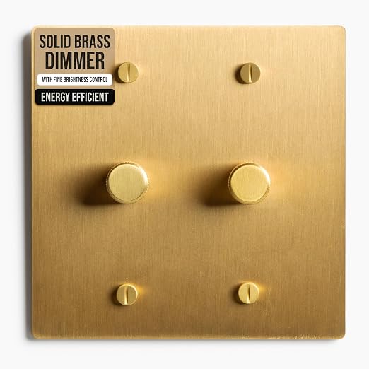 SELECT 2 Gang Solid Brass Rotary Dimmer Switch, 3-Way & 1-Way Compatible