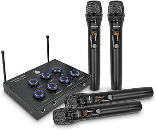 Sound Town 32-Channel Wireless Microphone Karaoke Mixer with 4 Rechargeable Metal Mics, Optical (Toslink), AUX for Smart TVs, Soundbars & Home Receivers, Tablet, PC (SWM15-4MAX) - Image 1