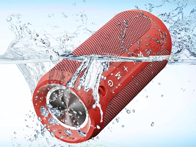 EDUPLINK Bluetooth Speaker IPX7 Waterproof Wireless Speaker with Bass 20H Playtime TWS Stereo Pairing Portable Outdoor Speakers for Beach Camping Travel Gifts for Women Girls Girlfriend Teens Red