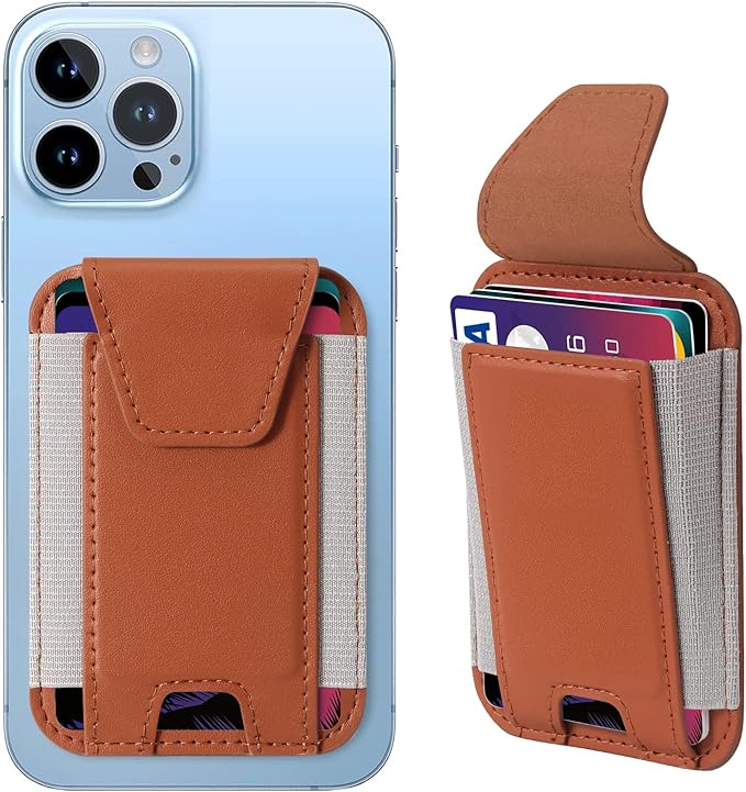 Miroddi for MagSafe Wallet with Privacy Flap, Strongest Magnetic Card Holder for iPhone 17/16/15/14/13/12 Series, Leather Magnetic Phone Wallet, Fit 7 Cards, RFID Blocking, No More Falling, Brown
