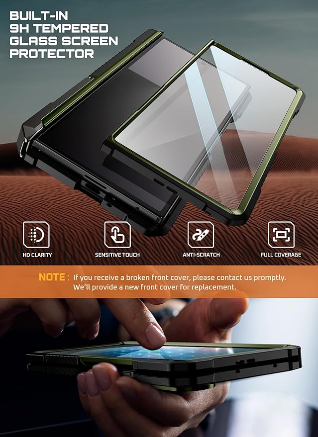 SUPCASE for Samsung Galaxy Z Fold 7 Case with Kickstand (UB Grip), [Built-in Tempered Glass Screen Protector] [Hinge Coverage] Military-Grade Protection Phone Case, Guldan