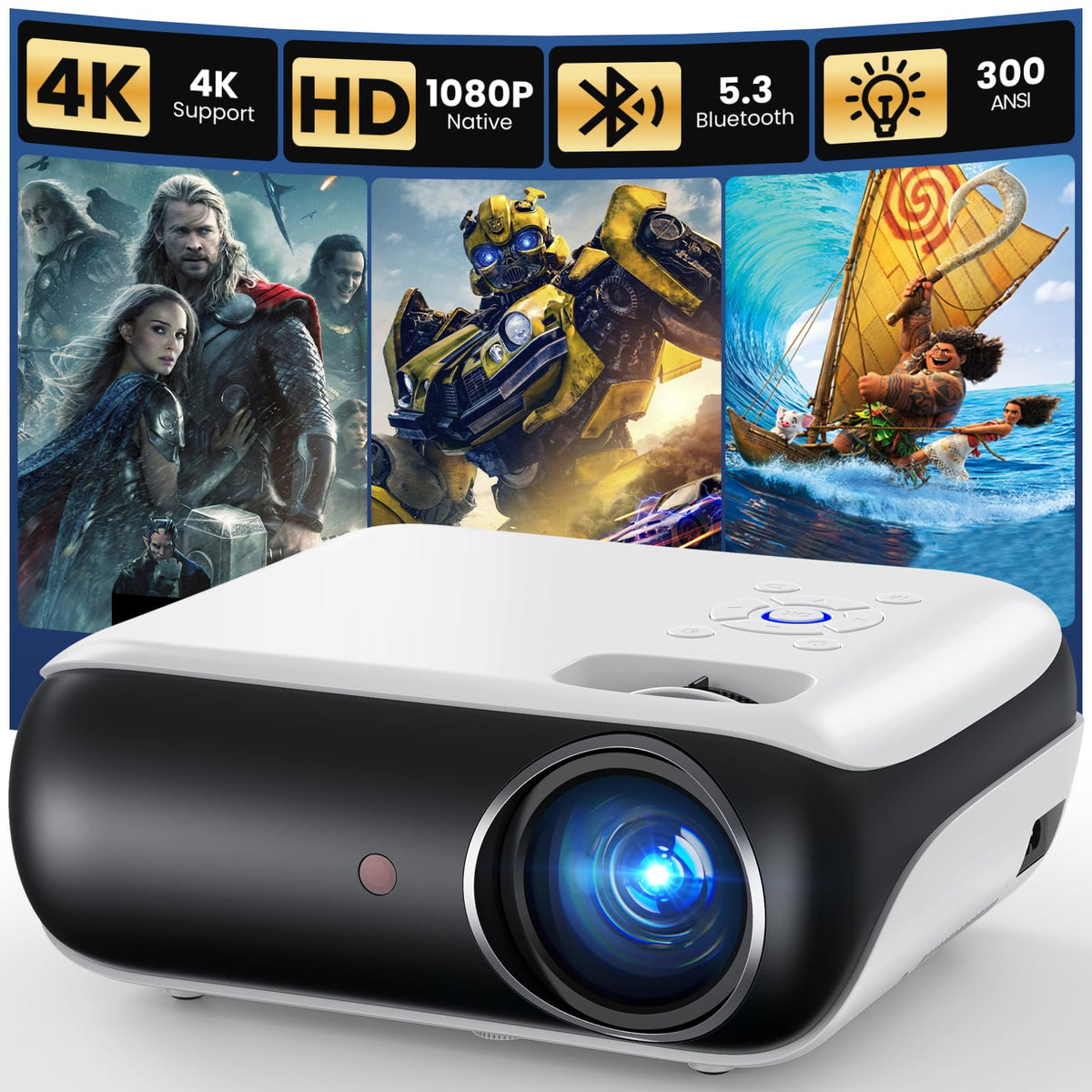 HAPPRUN Native 1080P Bluetooth Projector - Standard