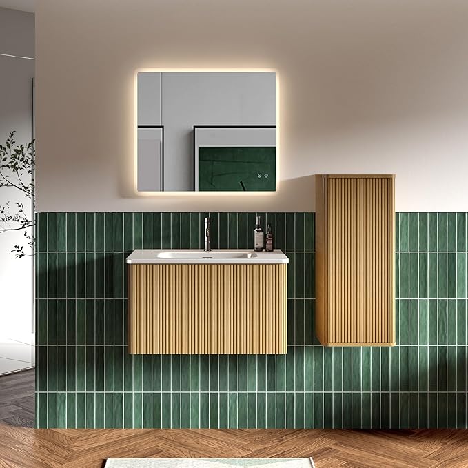 Bathroom Vanity with Sink,Large Storage Wall Mounted Floating Bathroom Vanity with Overflow for Modern Bathroom, One-Piece Sink Basin Minimalist Bathroom Sink Cabinet