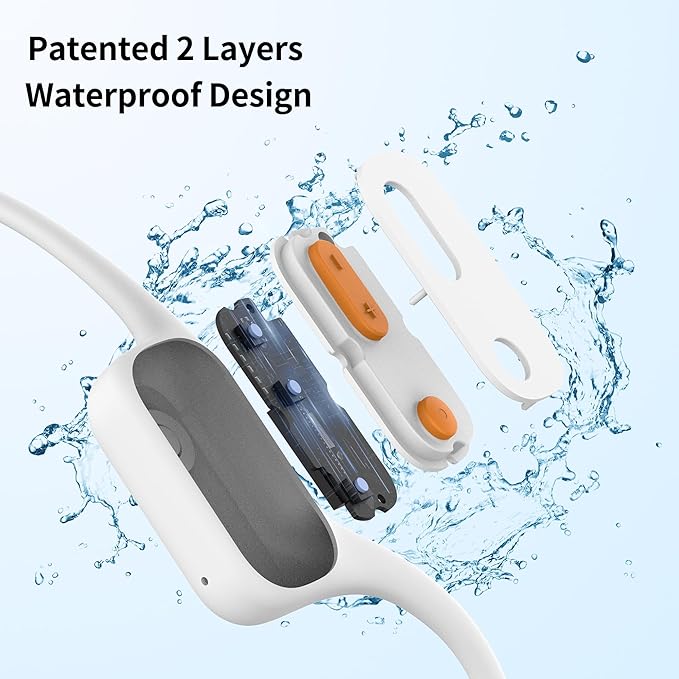 Tayogo 32GB Waterproof MP3 Player for Swimming Laps | IPX8 Bone Conduction Swimming Headphones | Open-Ear Underwater Headset with 8-Hour Playtime