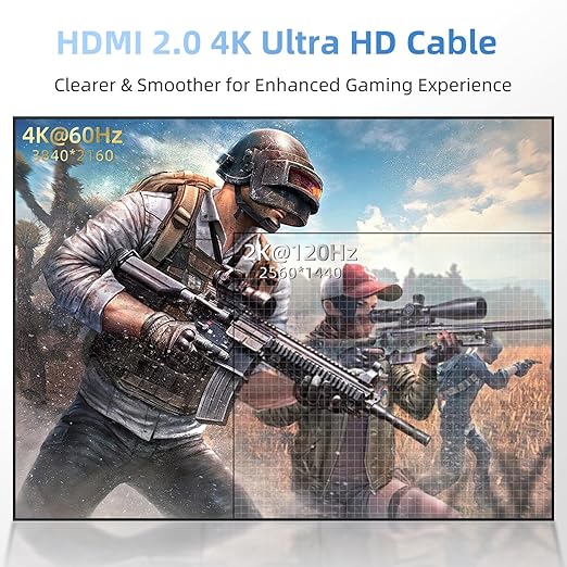 Diyanisly 4K HDMI Cable 40FT Ultra, High Speed Braided HDMI 2.0 Cable Support 4K@60Hz 2K@120Hz, HDR, 3D ARC, Ethernet Audio Video Return HDMI Cord for TV Monitor Laptop PC ect