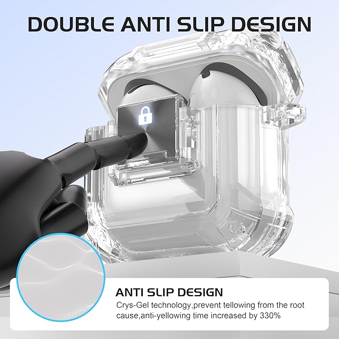 Valkit Compatible Airpods 4 Case Cover, Soft TPU Airpods 4th Generation Case with Cleaner Kit, Shockproof Protective Cases with Keychain for Apple AirPods 4 Gen Cases for Women Men(Lock Transparent)