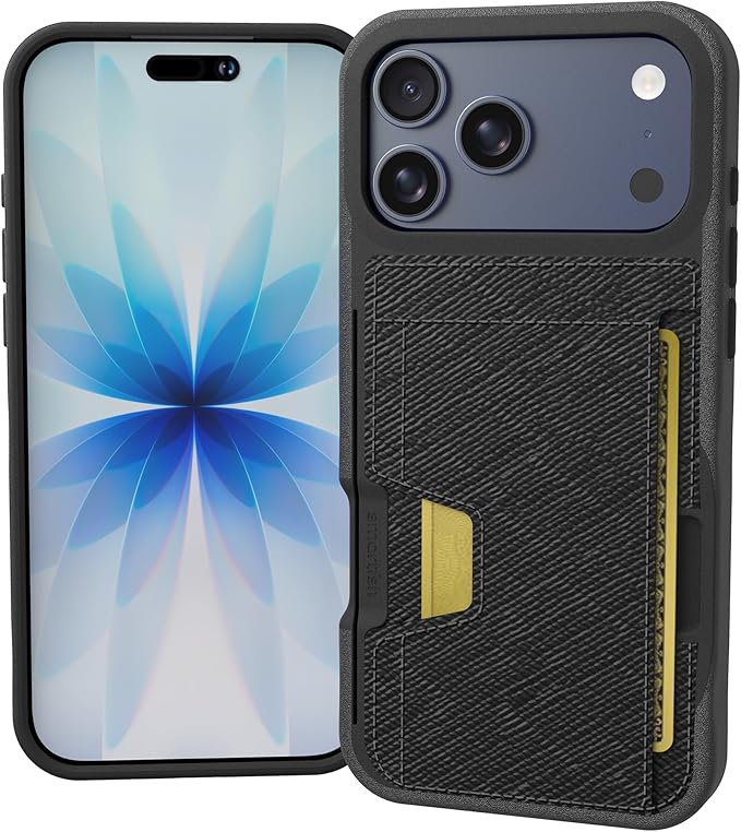 Smartish® iPhone 17 Pro Max Wallet Case - Wallet Slayer Vol. 2 [Slim + Protective] Credit Card Holder w/Kickstand - Drop Tested Hidden Card Slot Cover for Apple iPhone 17 Pro Max - Black Tie Affair