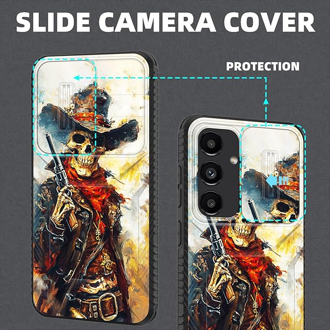for Galaxy S26 Plus Case Built in Slide Camera Lens Cover,Heavy Duty Shockproof Protection Dual Layer Case for Samsung Galaxy S26 Plus 6.7" 2026,Cool Skull