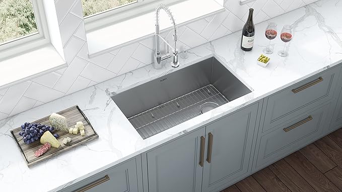 Ruvati 27-inch Slope Bottom Offset Drain Undermount Kitchen Sink Single Bowl - RVH7470