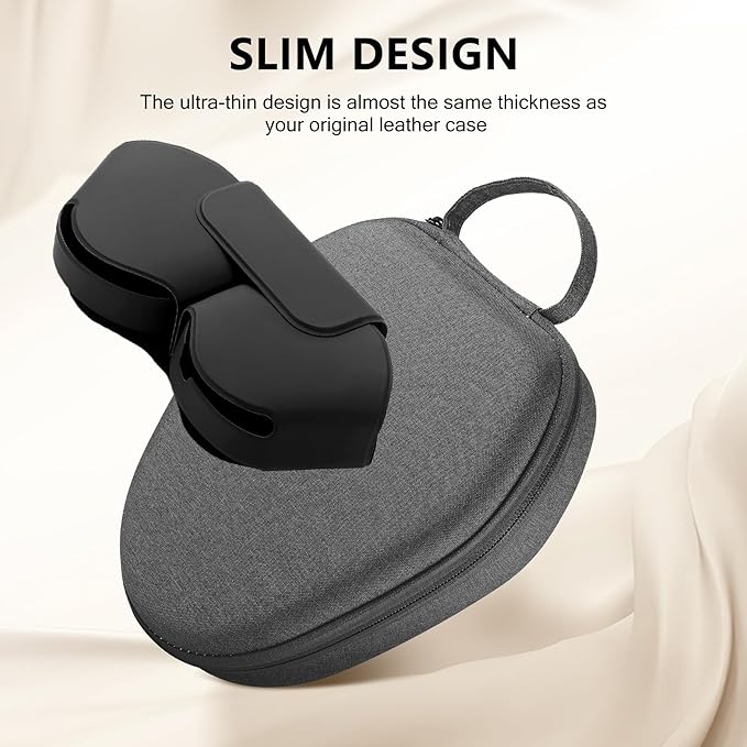 Maxjoy for AirPods Max Case [Shockproof & Dustproof] - Premium PU Leather & EVA Hybrid Hard Protective Cover, Travel Carrying Case with Storage for Apple AirPods Max Headphones (Dark Gray)