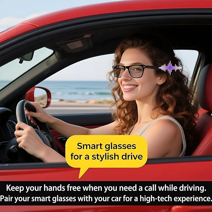 AI Smart Wireless Bluetooth Translation Glasses for Men/Women with Speakers/Bluetooth&140+ Languages Translation Sports/Travel/Drive/Busniess (E13+AI+Color Change Lenses+Black)