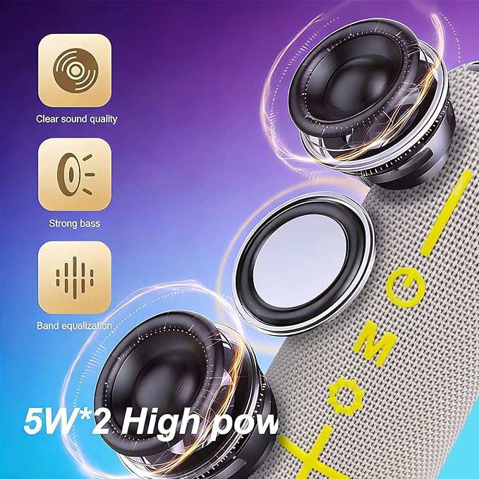 T&G Bluetooth Shower Speaker, Portable Wireless Speaker with Deep Bass & Cool Lights, IPX4 Waterproof, TWS Pairing, Perfect Stocking Stuffer for Men, Women, Teens, Boys & Girls