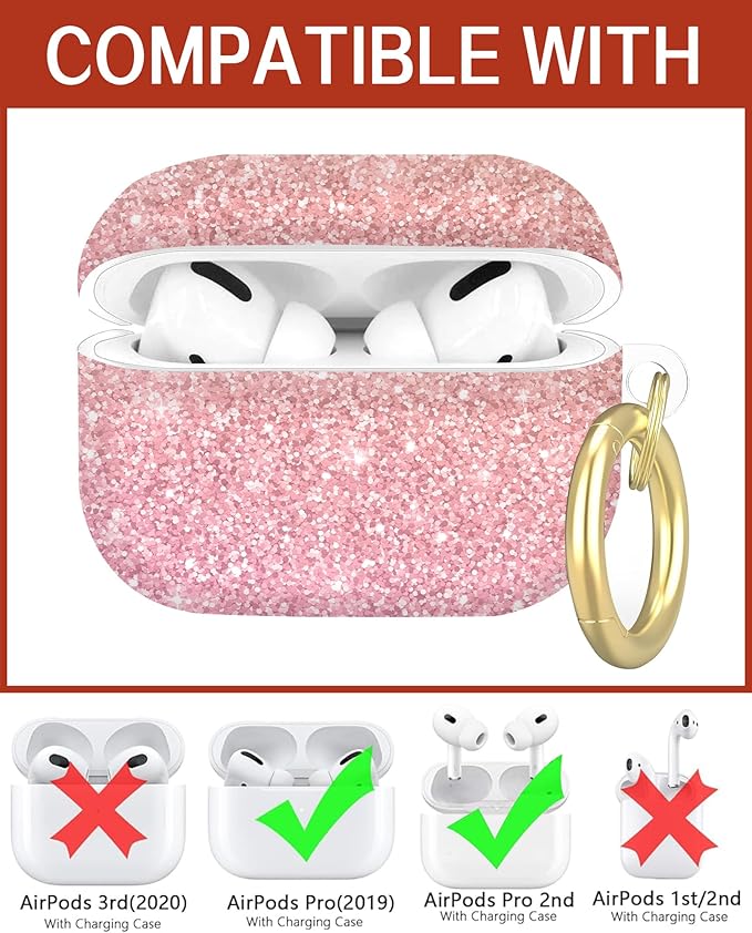Compatible with Airpod Pro 2nd/1st Generation,360° Full Protection Cover for Girl Women,Cute Accessories Hard Case Portable & Shockproof for Airpod Pro 2nd Charging Case 2023/2022/2019(Pink Scale)