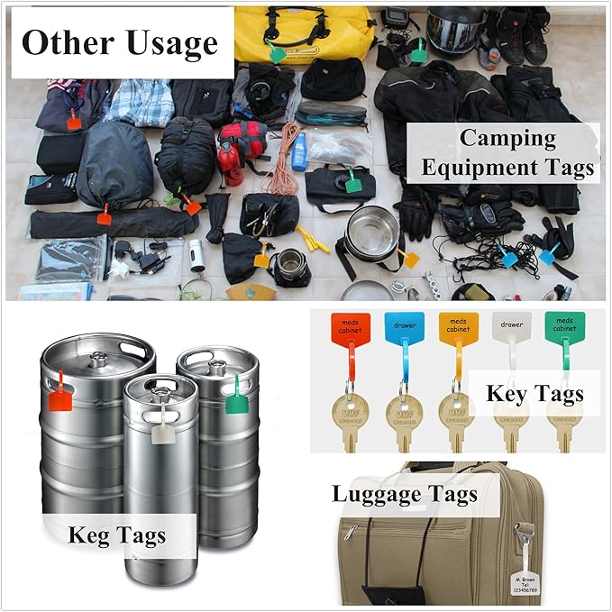 Mr-Label 2-3/4” Nylon Cable Zip Ties Tags Labels Marker – Write on | Self-Locking – with Free Printable Labels - for Wire Marking and Organizing (100, Five Assorted Color)