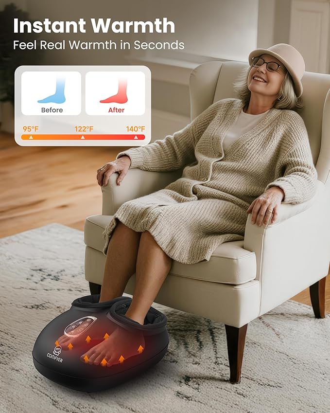 COMFIER Shiatsu Foot Massager with Heat, FSA Eligible Deep Kneading, Compression Feet Massage, Foot Massager for Delivers Pain Relief, Plantar Fasciitis, Neuropathy
