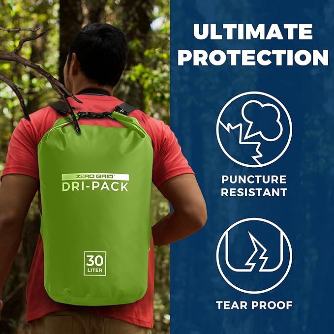 Zero Grid Waterproof Dry Bag - Floating Roll Top Drybag Keeps Dry 10L/20L/30L/40L Sizes for Backpacking, Kayaking, Boating, Camping, Fishing, Hiking, Made from Tough 500D Material
