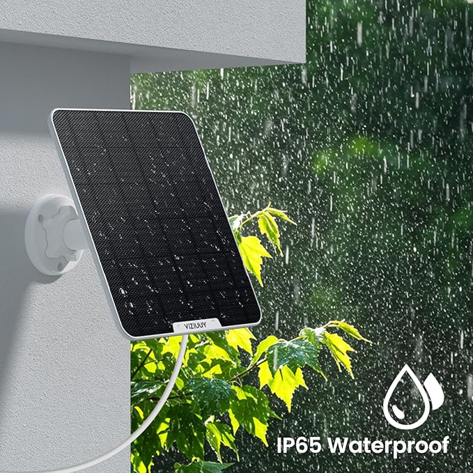 6W Solar Panel for Security Camera Outdoor, 5V Type-C Solar Panel, Compatible with Rechargeable Battery and Type-C Camera, 360° Adjustable Bracket, IP66 Waterproof, 16.4ft(5M) Cable