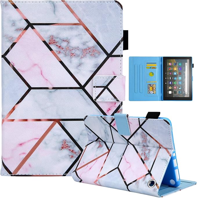 Dteck for Fire Max 11 (13th Generation) Tablet Case 11" 2023, PU Leather Protective Fold Stand Case with Auto Sleep Wake, Adjustable Viewing Angles, 4 Card Slots, Cute Slim Folio Case, White Pink