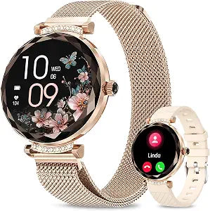 Smart Watches for Women(Answer/Make Call), 1.19" AMOED Smartwatch for Android iPhone,Fitness Tracker with 120+ Sport Modes, IP68 Waterproof, Heart Rate/Sleep/Spo2 Monitor, Activity Tracker Rose Gold
