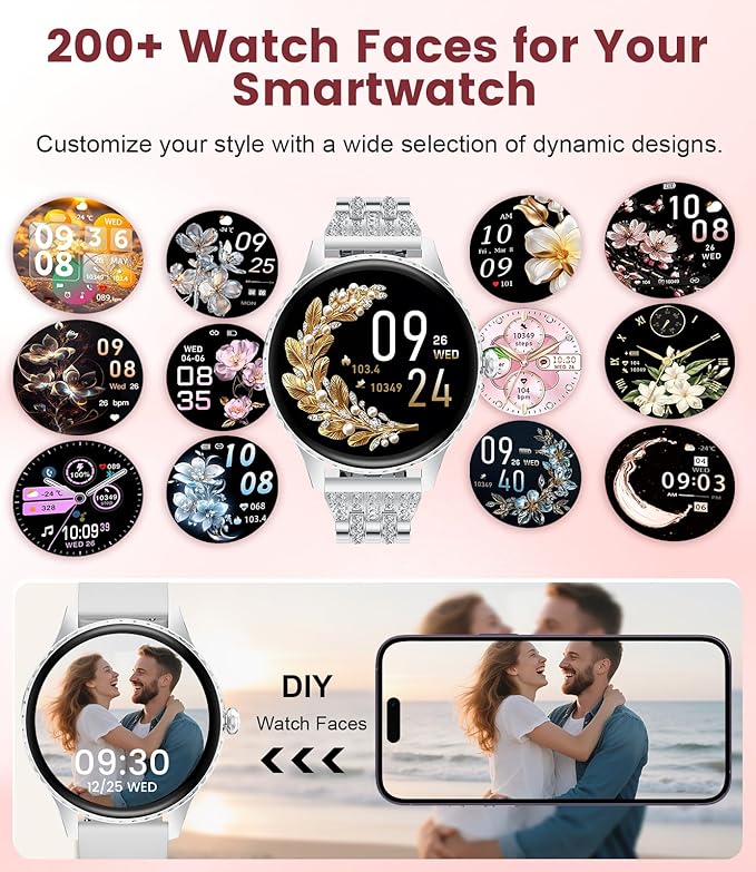 Smart Watch for Women (Answer/Make Calls),1.32" AMOLED Display Fitness Tracker with 121 Sports Modes,Heart Rate & Sleep Monitor, IP68 Waterproof Activity Pedometer Watch for Android iOS