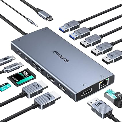 USB C Docking Station Dual Monitor Laptop Docking Station 2 HDMI 4K DP 8K