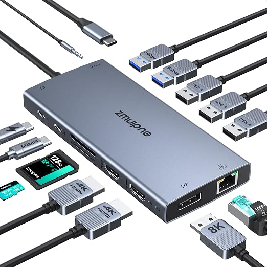 USB C Docking Station Dual Monitor Laptop Docking Station 2 HDMI 4K DP 8K