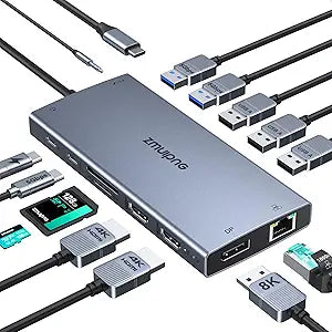 USB C Docking Station Dual Monitor Laptop Docking Station 2 HDMI 4K DP 8K