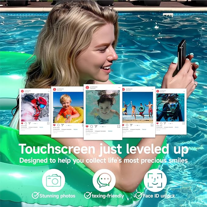 IPX8 Waterproof Phone Case (2-Pack) - Universal Waterproof Bag for iPhone, Samsung, Pixel up to 7” | Clear Touchscreen for Swimming, Snorkeling, Kayaking & Beach (Jungle Green and Shadow Black)