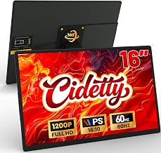 CIDETTY 16" Laptop Screen Extender, 1920x1200 FHD Portable Monitor for Laptop, 360° Magnetic Stand Travel Second Screen for Mac, Windows, Android Phone - Image 1