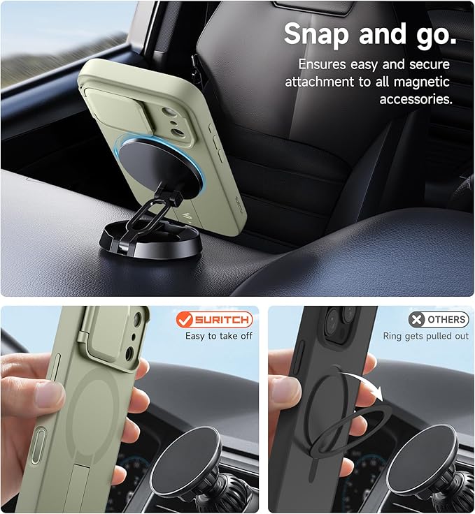 SURITCH for iPhone 17 Pro Max Case with Camera Control Cover, Camera Cover and Adjustable Kickstand, Compatible with MagSafe, Shockproof Bumper Protective Cases 6.9 Inch, Green