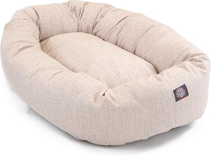 Majestic Pet 32 Inch Bagel Calming Dog Bed Washable – Cozy Soft Round Dog Bed with Spine Support for Dogs to Rest Their Head - Fluffy Donut Puppy Mat 32x23x7 (Inch) Medium – Pink