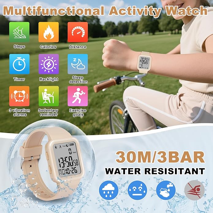 Edillas Digital Watch for Mens Womens, Fitness Tracker with EL Backlight No App/Phone Required, Sport Watch with Step Counter Pedometer Timer Vibration Alarm Clock, Sleep Monitor, Calorie, Distance